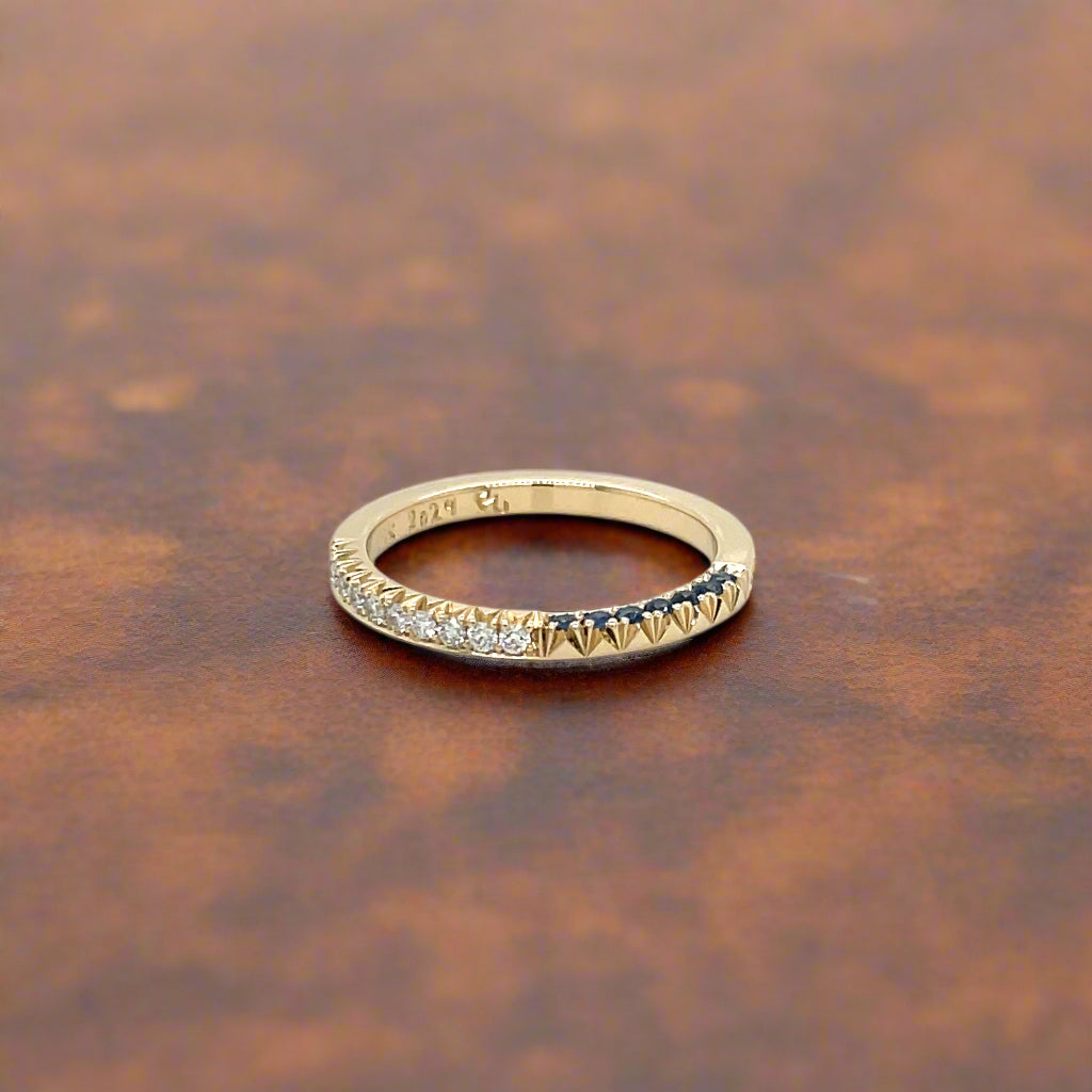14k Blue Sapphire + Diamond Stacker Band