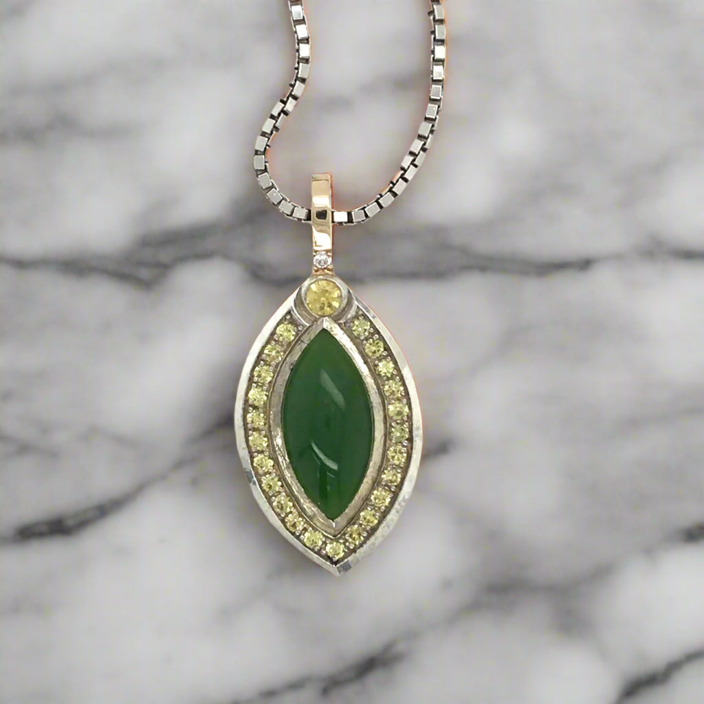 Jade, Diamond + Sapphire Necklace