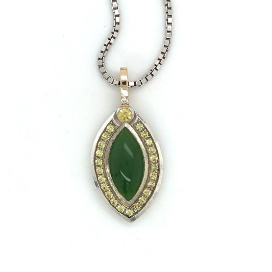 Jade, Diamond + Sapphire Necklace