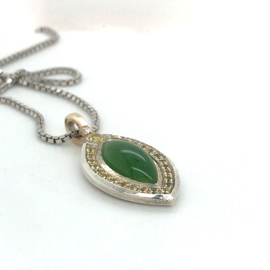 Jade, Diamond + Sapphire Necklace