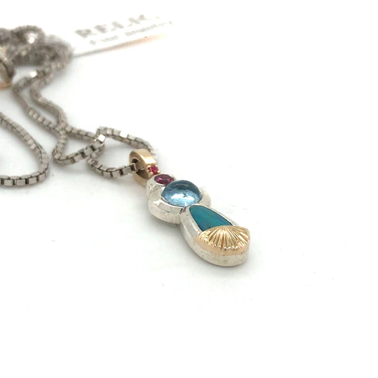 Opal, Aquamarine, Garnet + Pink Spinel Necklace