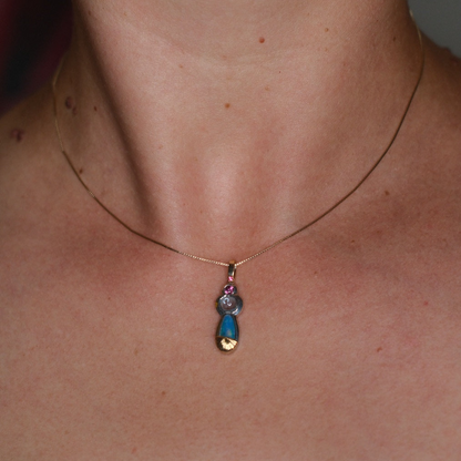 Opal, Aquamarine, Garnet + Pink Spinel Necklace