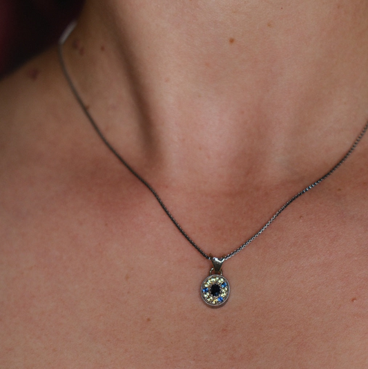 Yellow + Blue Sapphire Mini Pavé Necklace