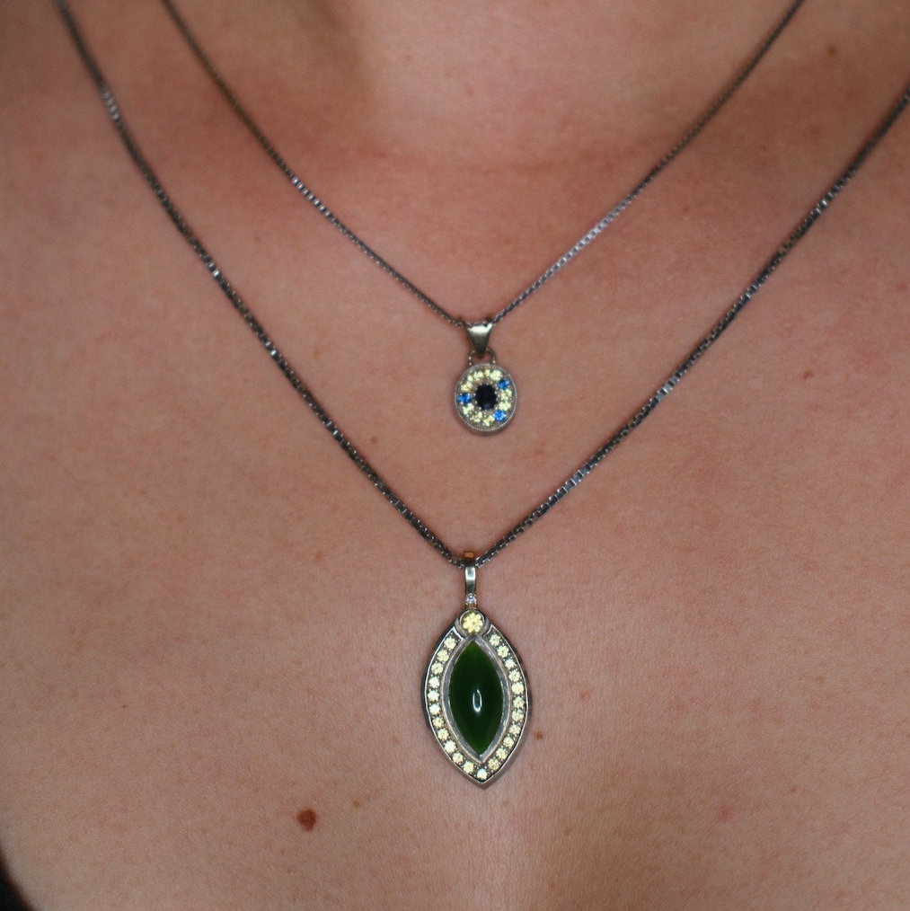 Jade, Diamond + Sapphire Necklace