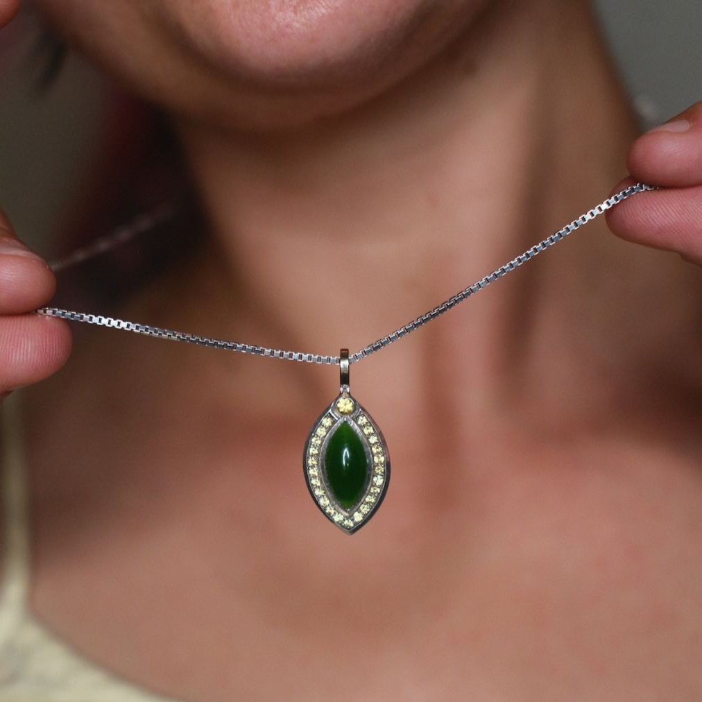 Jade, Diamond + Sapphire Necklace