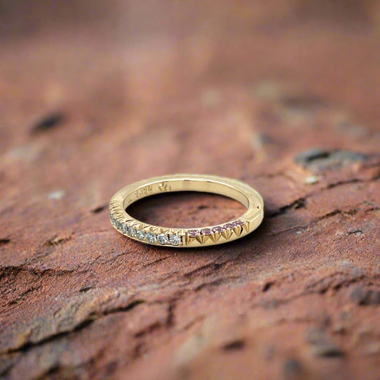 14k Purple Sapphire + Diamond Stacker Band
