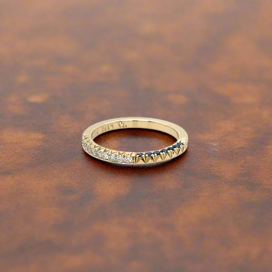 14k Blue Sapphire + Diamond Stacker Band
