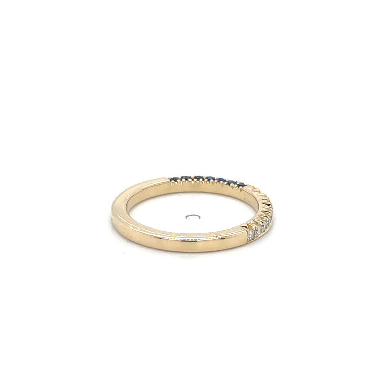 14k Blue Sapphire + Diamond Stacker Band