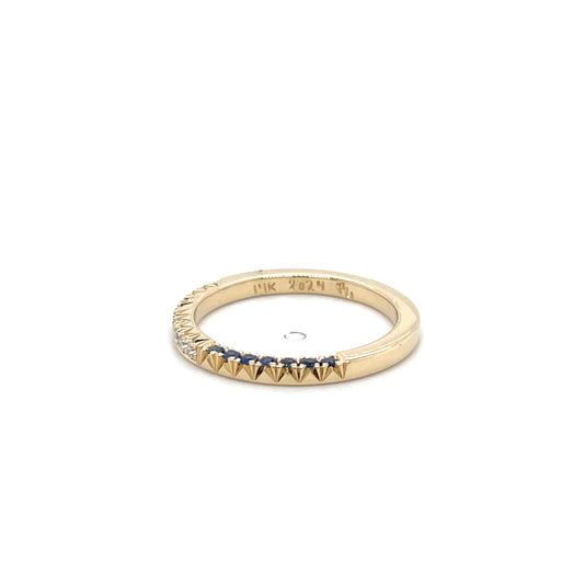 14k Blue Sapphire + Diamond Stacker Band