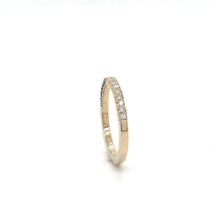 14k Blue Sapphire + Diamond Stacker Band