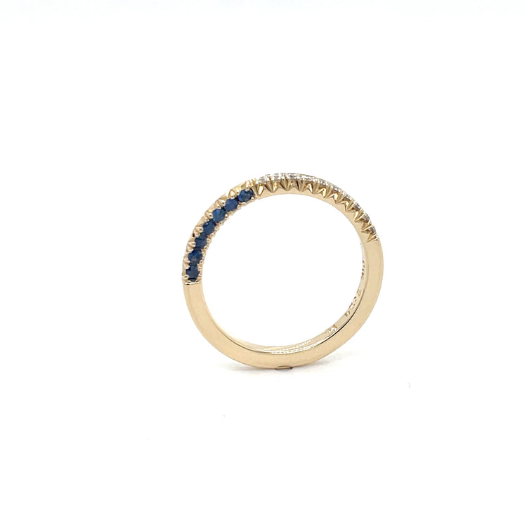 14k Blue Sapphire + Diamond Stacker Band