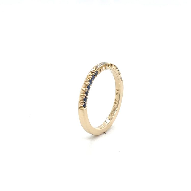 14k Blue Sapphire + Diamond Stacker Band