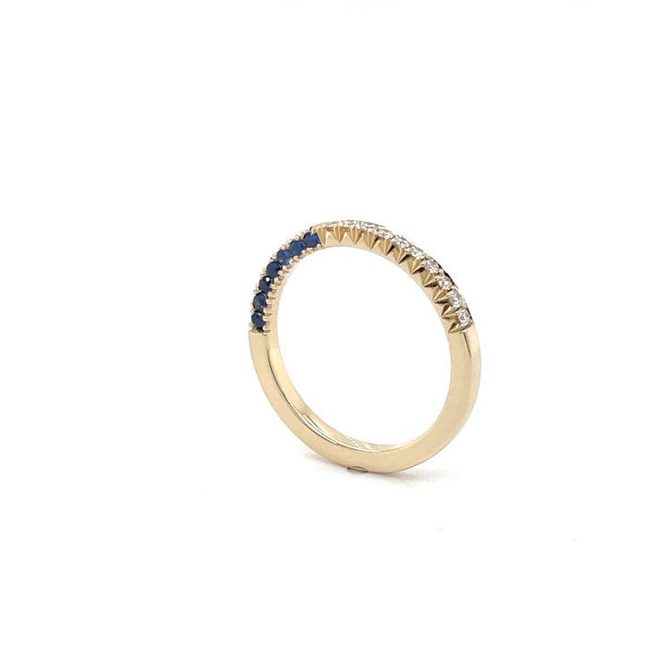 14k Blue Sapphire + Diamond Stacker Band