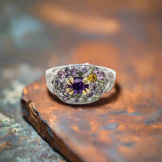 Purple Pavé Evening Ring