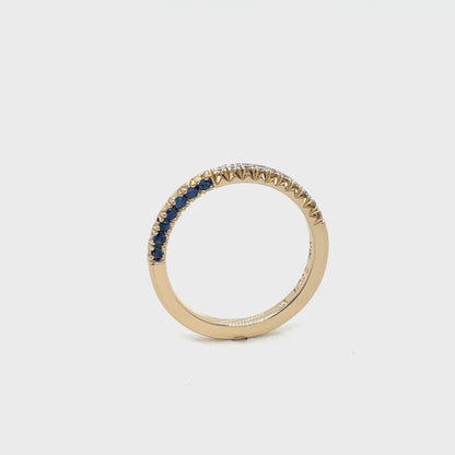 14k Blue Sapphire + Diamond Stacker Band