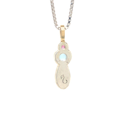 Opal, Aquamarine, Garnet + Pink Spinel Necklace